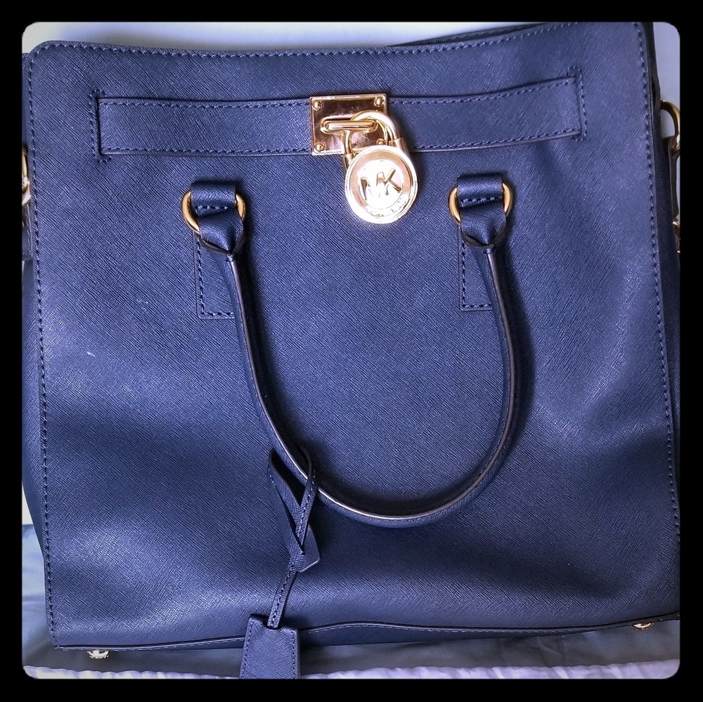 ****SOLD*****MK Hamilton large NS navy leather tote handbag